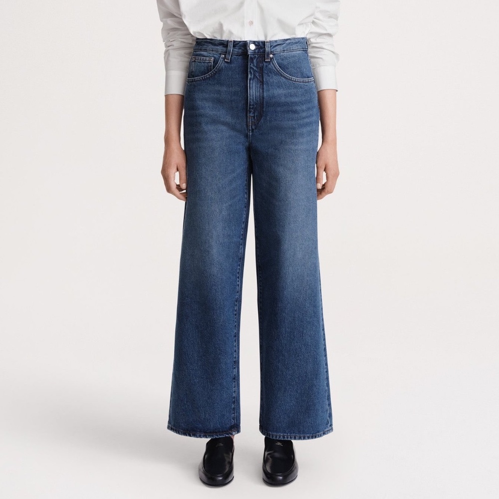 TOTEME Flare Fit Denim Jeans in Washed Blue Size 32 / 34